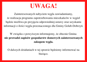 Informacja dot. zakupu węgla na preferencyjnych warunkach