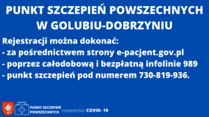 Plakat informacyjny dot. punktu szczepień