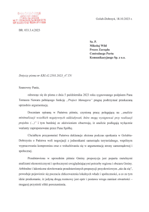 Odpowiedź na pismo część 1 z 2