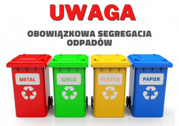 Plakat informujący o obowiązku segregacji śmieci