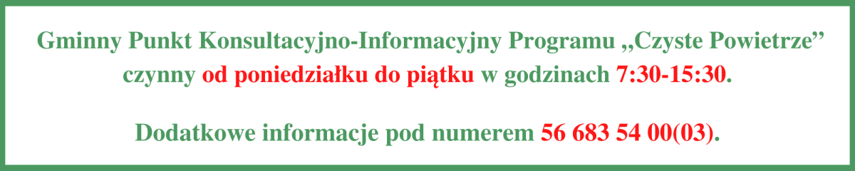Informacja o godzinach pracy