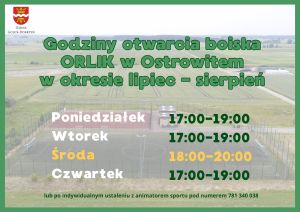 Godziny otwarcia boiska ORLIK w Ostrowitem