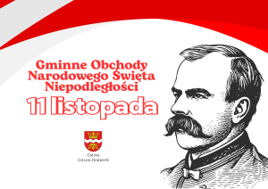 Grafika z napisem"Gminne Obchody Narodowego Święta Niepodległości 11 listopada"
