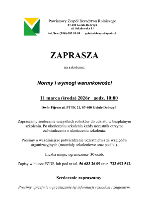 Plakat informujący o szkoleniu