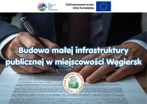 Dłoń podpisująca umowę oraz logotypy projektu