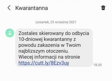 Zrzut ekranu fałszywej wiadomości