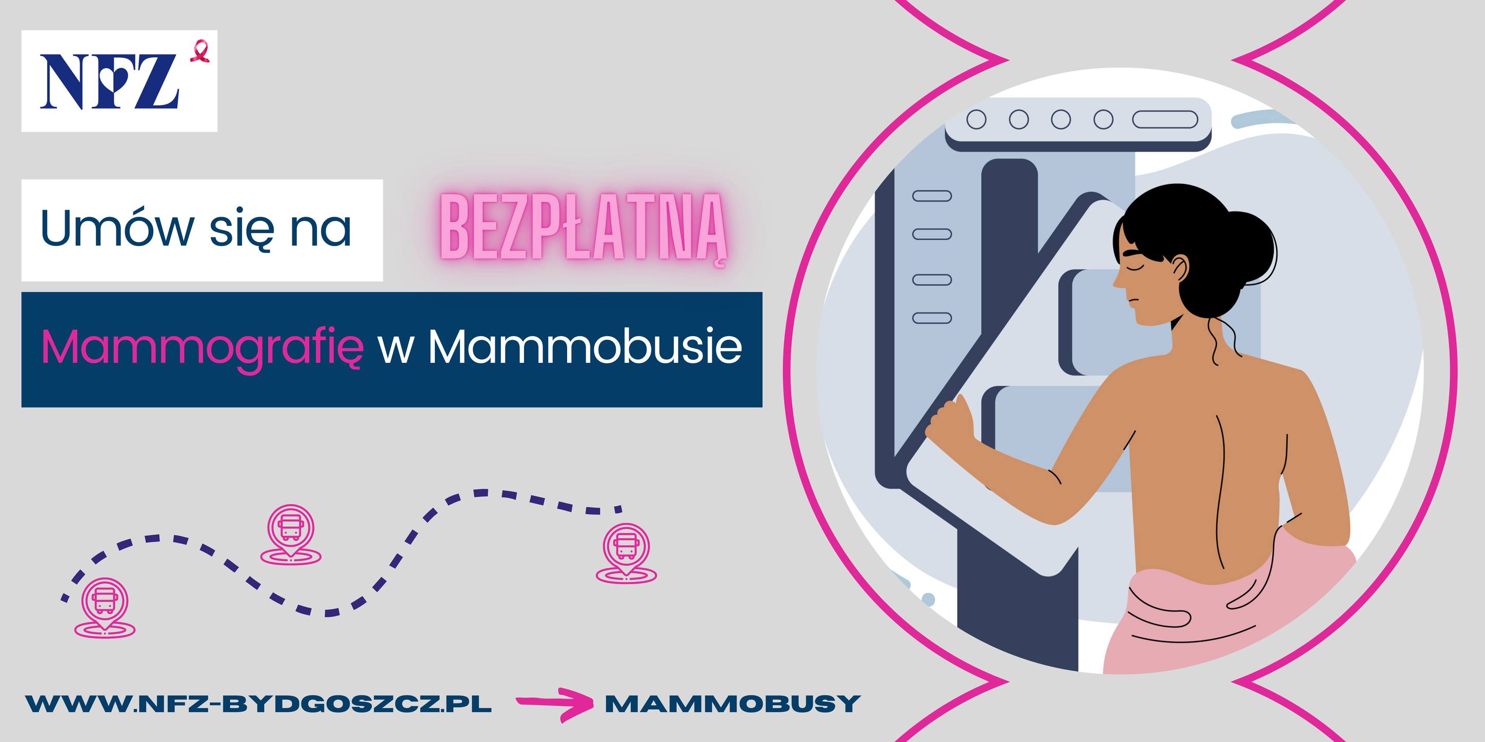 Umów się na bezpłatną mammografię - grafika informacyjna