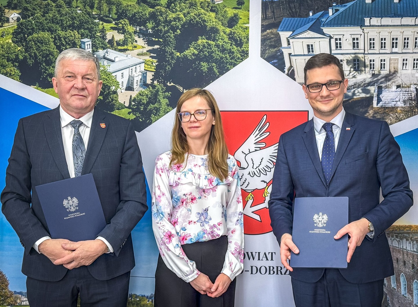 Wójt Marek Ryłowicz, Skarbnik Aleksandra Laskowska, Wojewoda Kujawsko-Pomorski Michał Sztybel