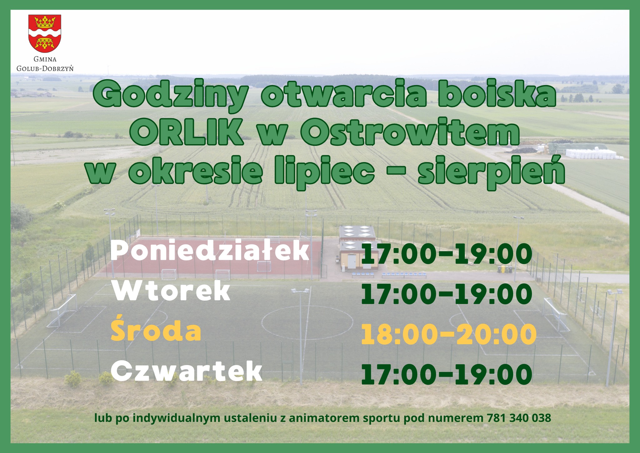 Godziny otwarcia w okresie wakacyjnym