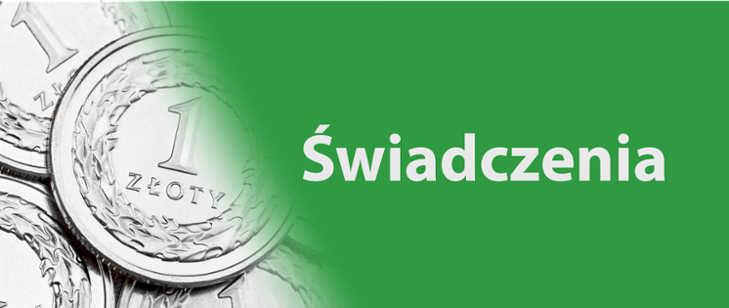Grafika z napisem "Świadczenia"