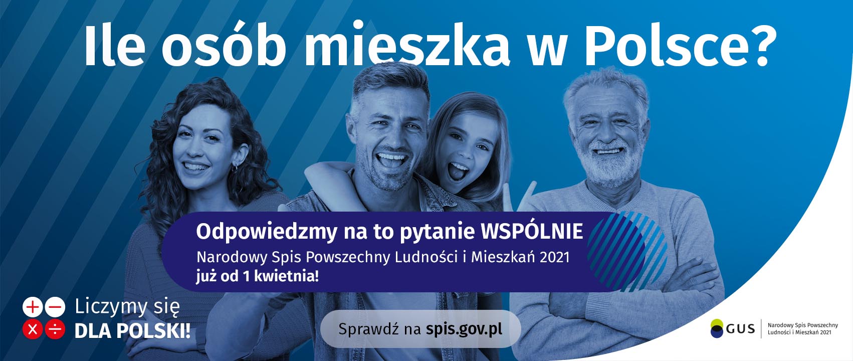 Plakat informacyjny dotyczący Narodowego Spisu Powszechnego Ludności i Mieszkań 2021