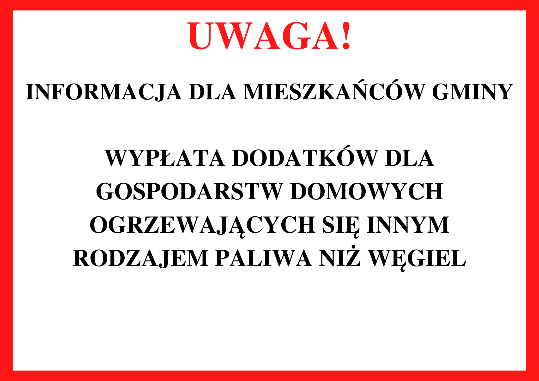 Informacja - dodatki do ogrzewania