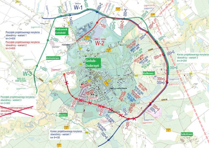 Mapa wariantów przebiegu obwodnicy