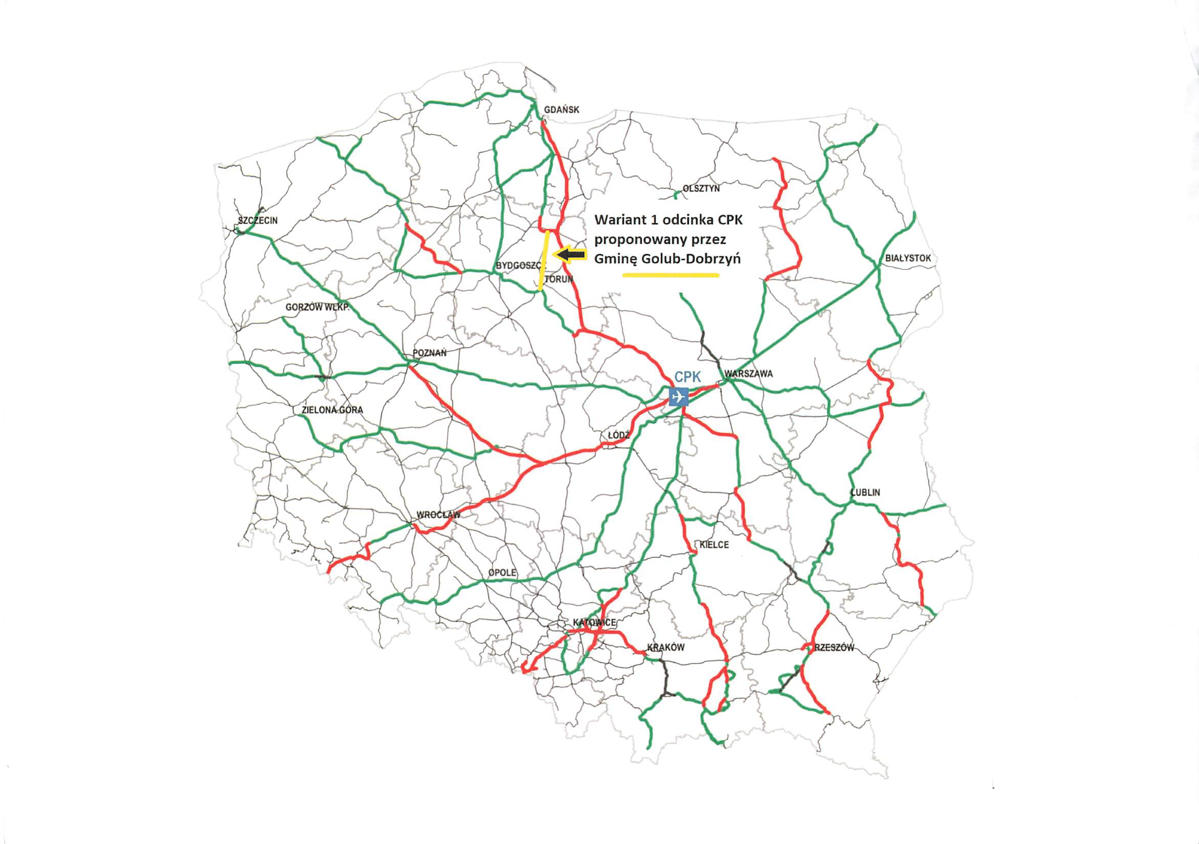 Mapa przedstawiająca 1 z wariatnów zaproponowanych przez Gminę